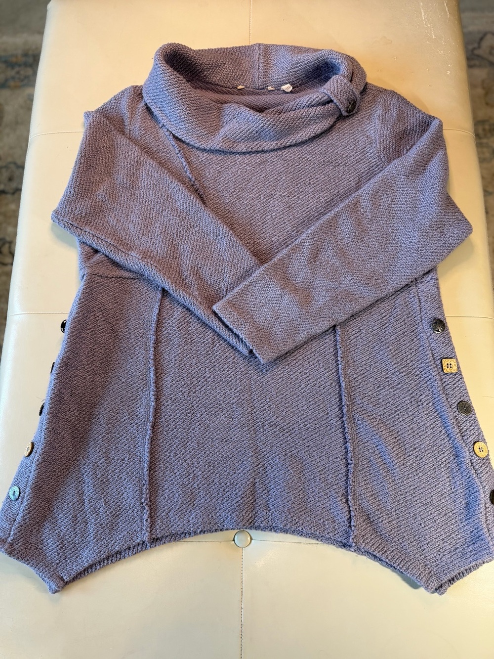 Soft Surroundings Lavender Cowl Neck Sweater with Side Buttons ~ XL